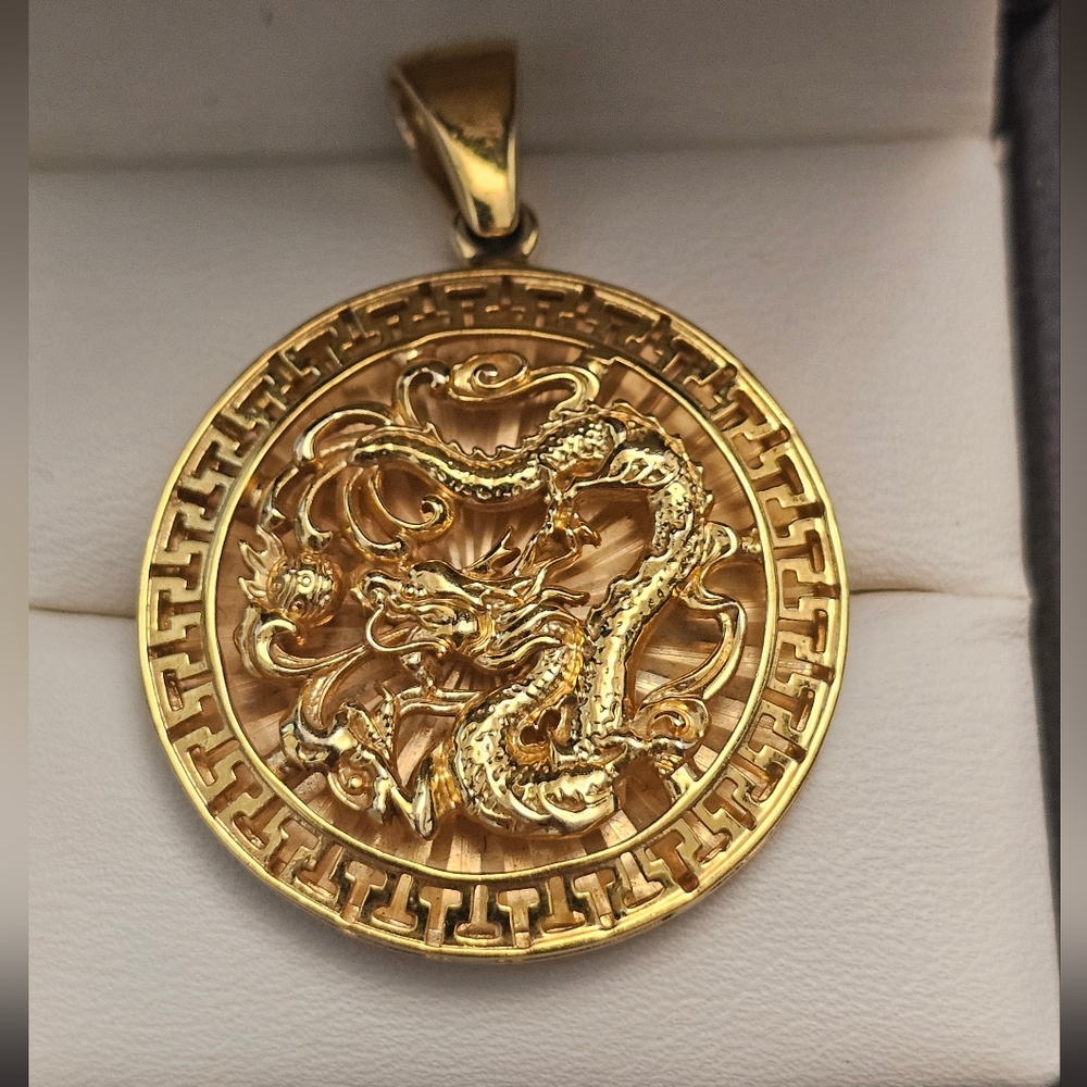 Gold Dragon Medallion Pendant